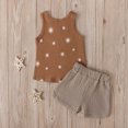 thumbnail image 4 of Odeerbi Baby Girls Clothes Toddler Outfit Summer Polka Dot Vest Button Top Shorts Two Piece Set Brown, 4 of 9