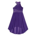 thumbnail image 2 of Aislor Girls High Low Dress Halter Sleeveless Wedding Pageant Party Ruched Chiffon Formal Flower Dress Purple 16, 2 of 7