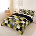 thumbnail image 2 of Homewish Watercolor Checkerboard Bedding,Classic Abstract Geometric Duvet Cover Full,Yellow White,Black Reversible,3pcs,1 Duvet Cover and 2 Pillowcases, 2 of 6