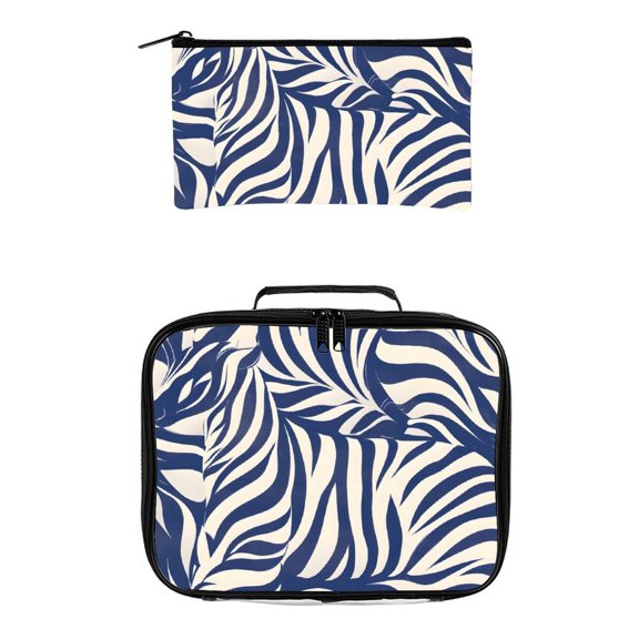 2 Pieces Transparent Storage Bag Handle Design Is Easy To Pick Up And Put Down For Work Life Travel Business Zebra Print Style SteelBlue_1