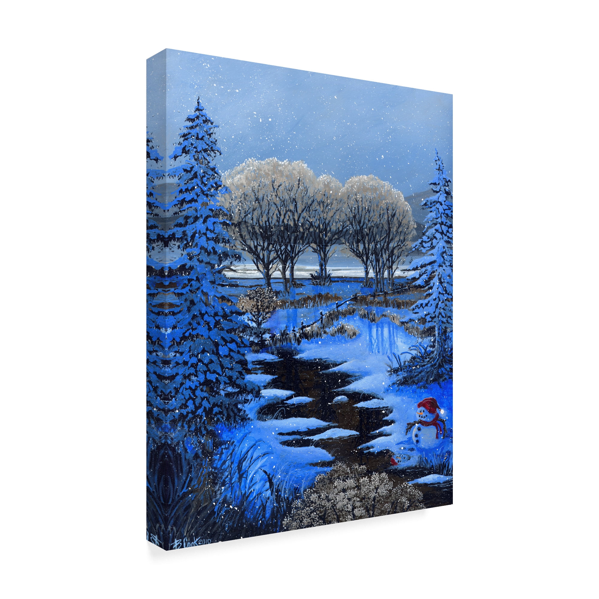 Trademark Fine Art 'Snowman In Winter' Canvas Art by Bonnie B Cook