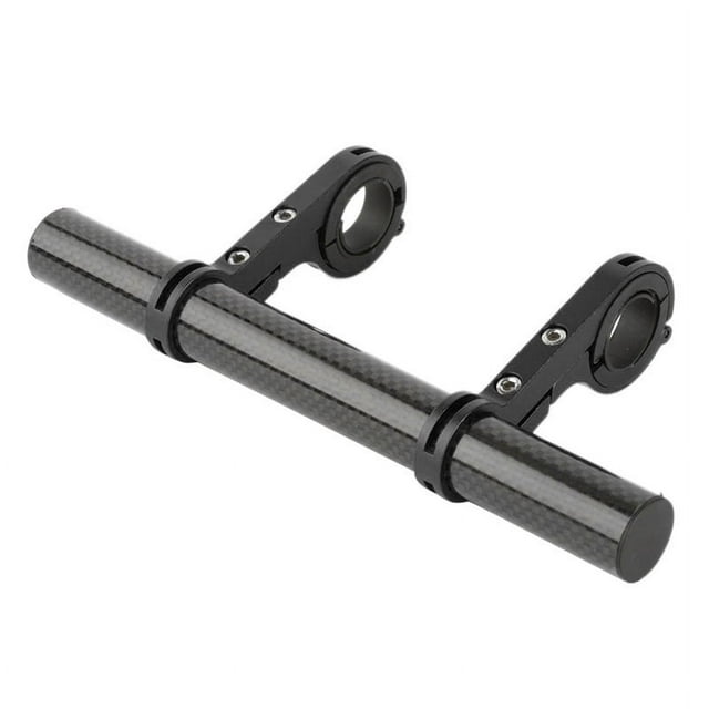 Extensor de manillar de bicicleta, aleación de aluminio de fibra de carbono ligera para lámpara de luz de montaje de teléfono, abrazadera doble negra
