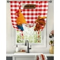 thumbnail image 2 of Red Plaid Daisy Rooster Farm Window Curtain for Living Room Roman Curtains for Kitchen Cafe Tie Up Short Drapes, 2 of 5
