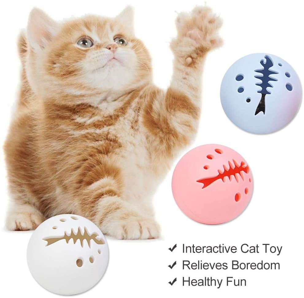 LOCOLO 3 Pack Cat Interactive Toy Balls with 12 cm Feather Kitten Scratch Trow Toy Pet Teeth Grinding Chew Toys Cat Teasing Feather Ball for Cats Kitten Kitty Playing
