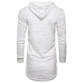 thumbnail image 4 of Hinvhai Men's perforated hooded mid length long sleeved pullover drawstring T-shirt top long sleeved hooded casual jacket/jacket set White 12(XXL), 4 of 4