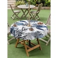 thumbnail image 4 of Outdoor Tablecloth with Umbrella Hole for Patio/Picnic/Party/Camping, Navy Blue Sea Turtle Coastal Waterproof Table Cloth Round Cover Washable, Summer Beach Black Coral Nautical (Dia 60"), 4 of 8