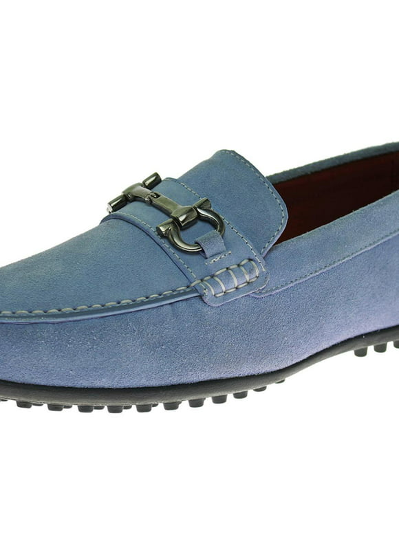 Mens Moccasin Sky Blue Leather Comfortable Shoes Luciano