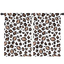 Blackout Kids Curtains,White Leopard Print with Footballs Pattern Childrens Insulated Curtains Set Of 2,Bedroom Essentials,Toddler Room Decor 42"x63"