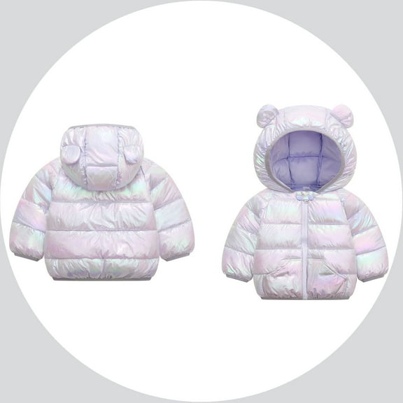 Toddler Winter Coat,Toddler Puffer Coat Baby Hoodie with Bear Ear Windproof Down Jacket for Baby Girls Child Down Jacket Winter Baby Girl Clothes