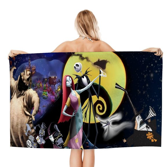 Nightmare Before Christmas-theme Gifts Quick-dry Beach Towel for Women Girl Birthday Inspired Fan Bath Outdoor Music Lover31 x 63 in（78 X 160 CM）