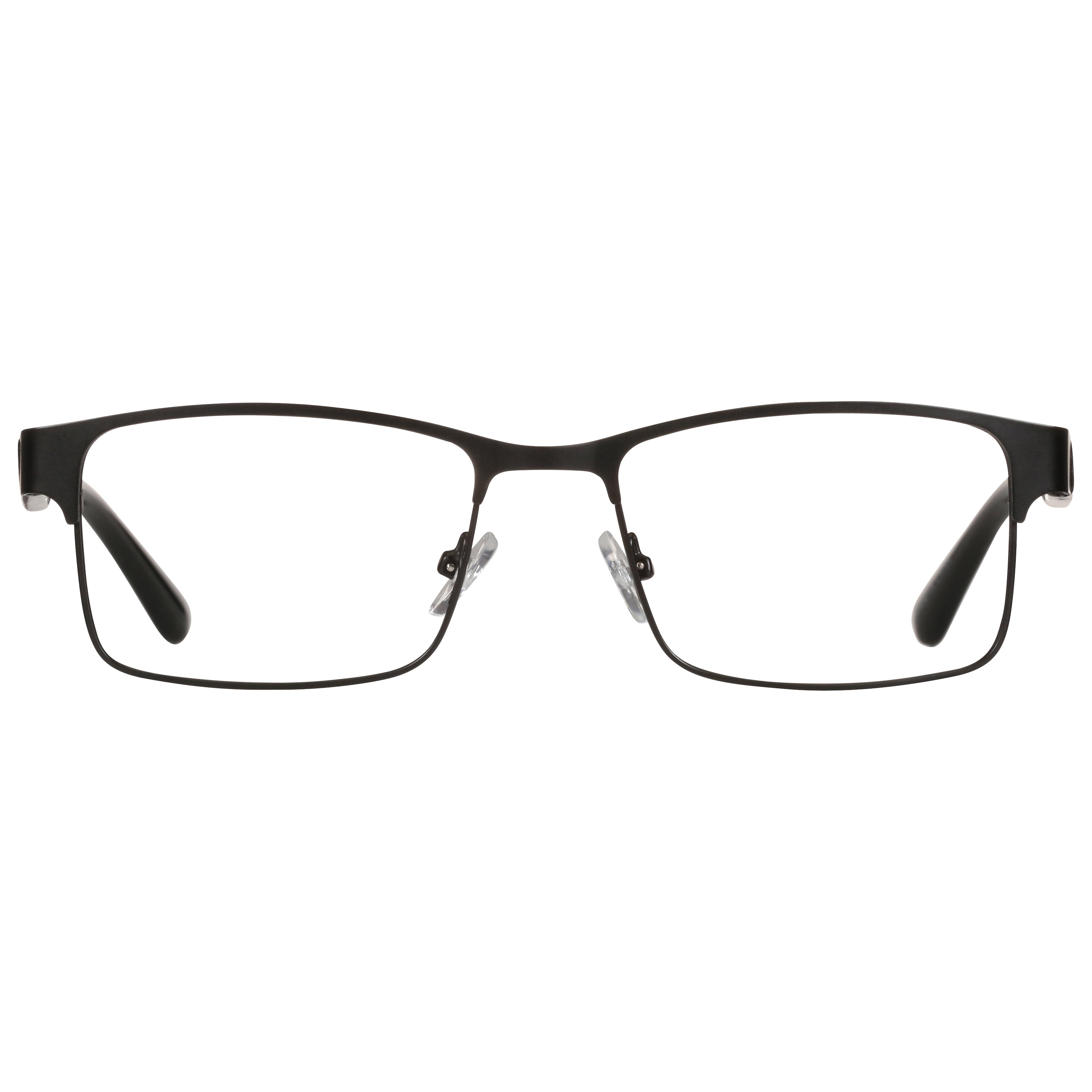(2 pack) M+ Mens Rectangular Flat Metal Reading Glasses 1.25 Ash in Classic Matte Black