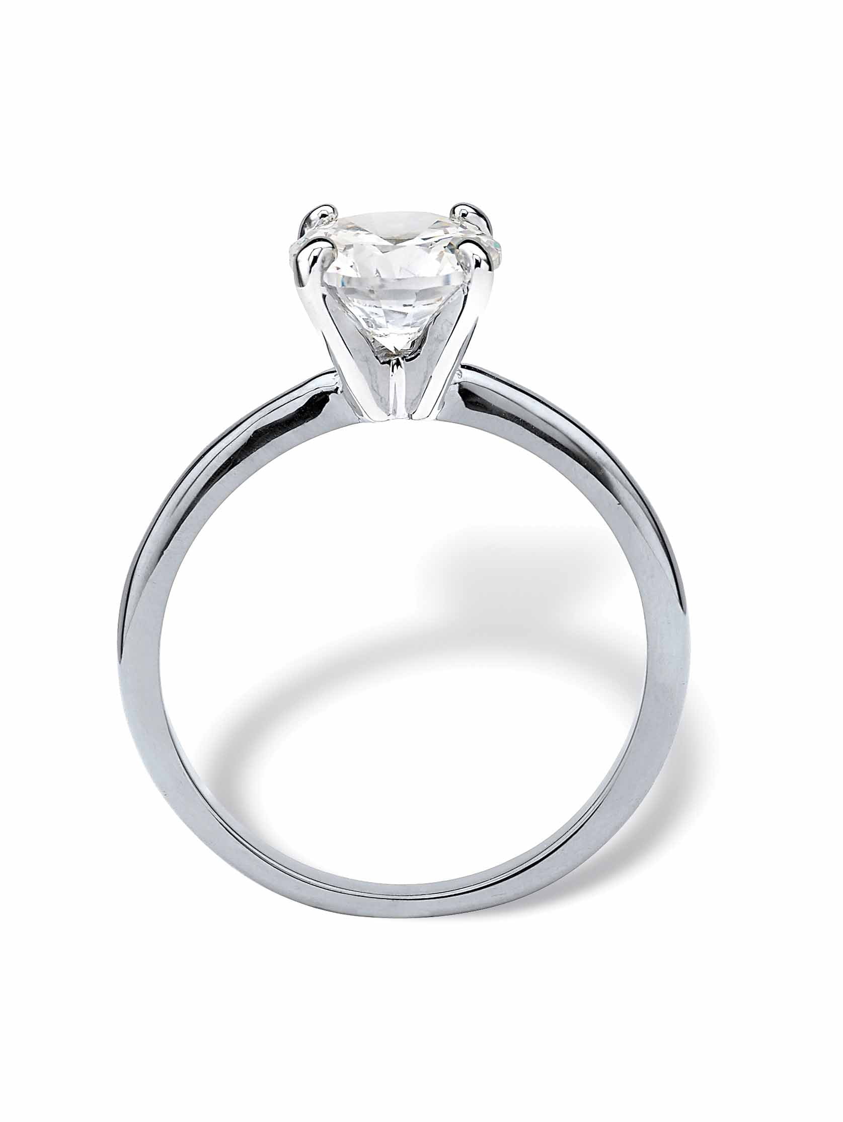 PalmBeach Jewelry Round or Oval Cubic Zirconia Solitaire Engagement Ring in Gold-Plated Platinum-Plated or Silvertone