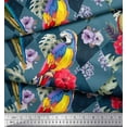thumbnail image 3 of Soimoi Blue Georgette Viscose Fabric Floral Tropical Bird Printed Craft Fabric by The Yard 44 Inch Wide, 3 of 3
