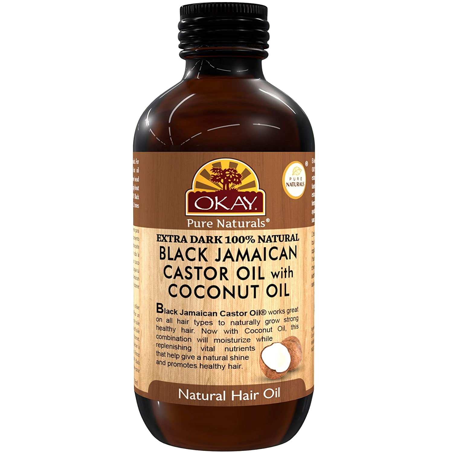 OKAY | Extra Dark 100% Natural Black Jamaican Castor Oil with Coconut Oil |  For All Hair Textures & Skin Types | Grow Strong Healthy Hair - Moisturize  & Revitalize Skin | 4 Oz{{name} 