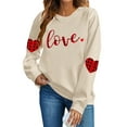 thumbnail image 6 of TKYCMSUAKI Valentine's Day Oversized Sweatshirts for Women Plaid Love Heart Print Shirts Long Sleeve Round Neck Sweatshirt Loose fit Tunic Tops, 6 of 7