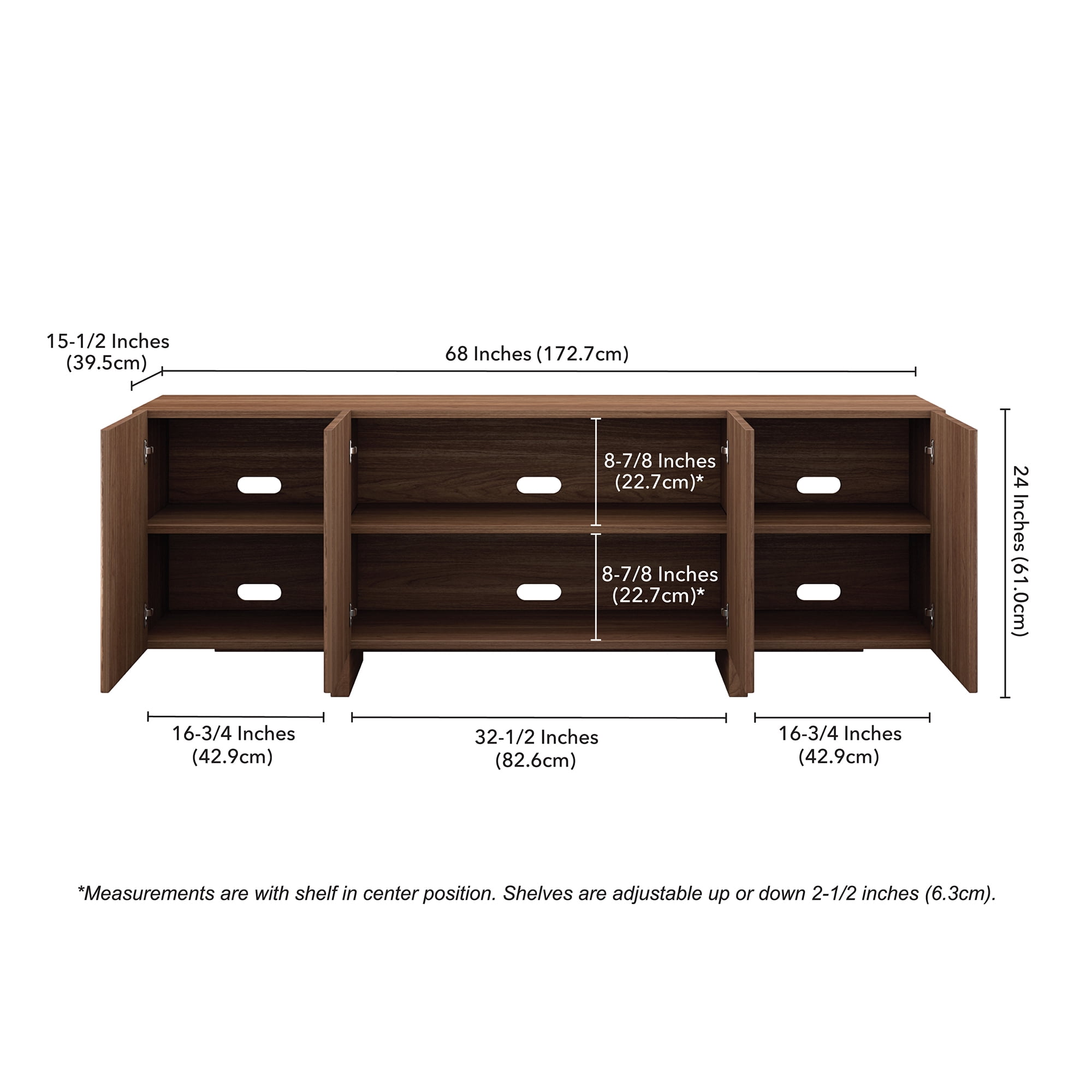 Evelyn&Zoe Harold Rectangular Fluted TV Stand for TV's up to 75" in Satin Walnut