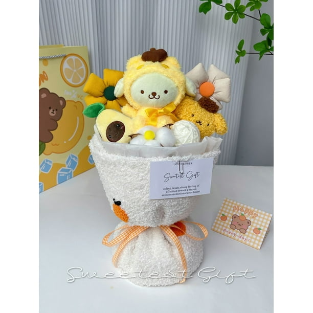 Sanrio - Bouquet My Melody Kuromi Cinnamon oll Kawaii Juguete de peluche para niña Lindo juguete de peluche Día de San Valentín Regalo de cumpleañoszhangyuxiang