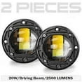 thumbnail image 3 of Flush Mount LED Work Light Bar Pods For Motorcycle, Large Flood Beam Scope Clear Lens White & Amber Light 2pcs, Robust Construction and Heat Dissipation Driving Lights, 3 of 5