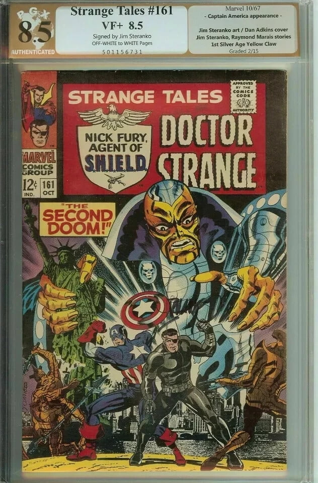 Strange Tales #161 PGX 8.5 Signed Jim Steranko (like CGC) Doctor Strange