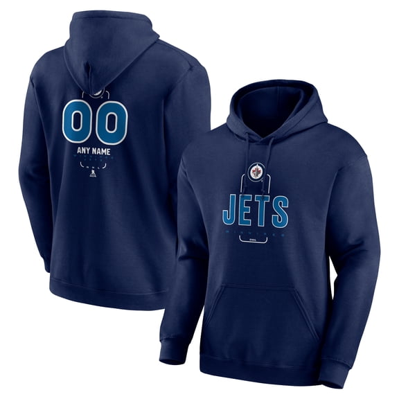 Men's Navy Winnipeg Jets Personalized Name & Number Midfielder Pullover Hoodie
