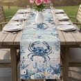 thumbnail image 4 of Blue Crab Coastal Table Runner 108 Inches, Beach Starfish Nautical Coral Vintage Bed Runner Dresser Scarves Tabletop for Indoor Outdoor Parties/Ceremony/Banquet, 13"x 108", 4 of 9