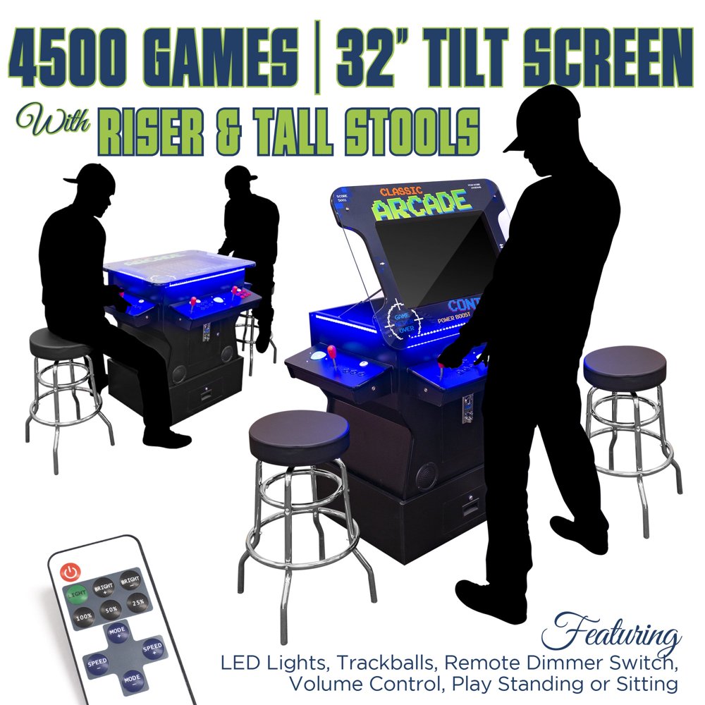 2 Player 3 Sided 26"32" 11623500 TiltScreen Cocktail Arcade with