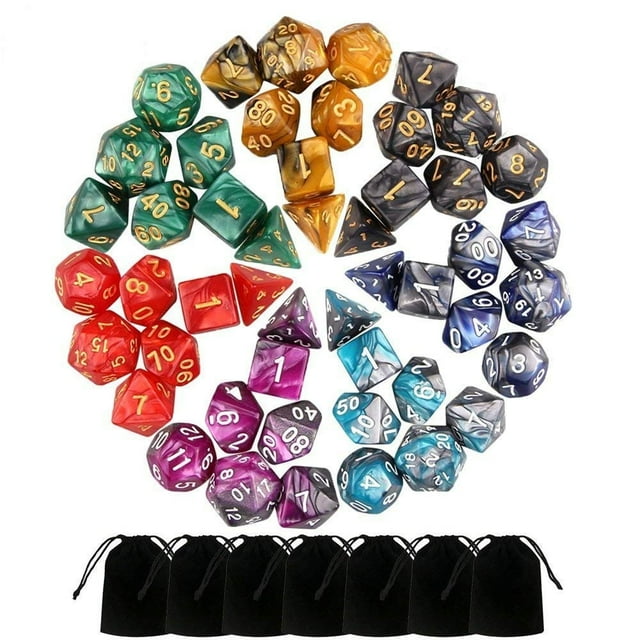 DPTALR 49 Pcs dés Polyédriques Bicolores pour Donjons et Dragons Jeux de Table