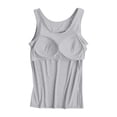 thumbnail image 6 of 1 Piece Built-in Bra Tank Top for Women, Seamless Scoop Neck Cami with Fixed Padding for Sleep & Daily Layering Gray XL, 6 of 7