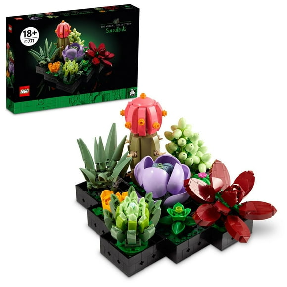 LEGO Botanicals Succulents - Artificial Indoor Plant Building Set for Home, Kitchen, Desk Decor Adults Ages 18+ - Creative Birthday or Housewarming Gift Idea - 10309, LEGO Succulents 10309