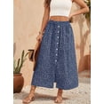 thumbnail image 5 of Women'S Slit Split Long Skirts High Waisted Summer Maxi Skirts Blue XXL, 5 of 9