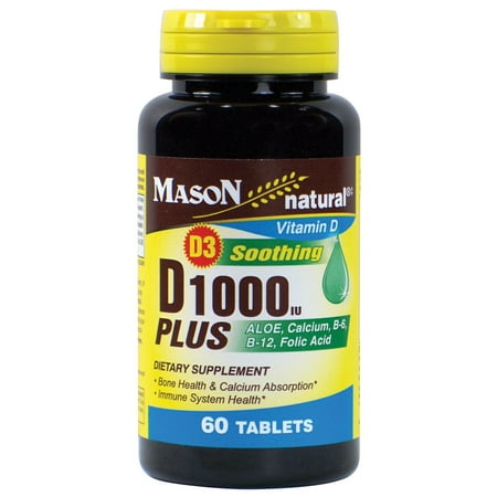 Mason vitamines D 1000iu plus Aloe, le calcium, B6, B12, acide folique comprimés, 60 Ct