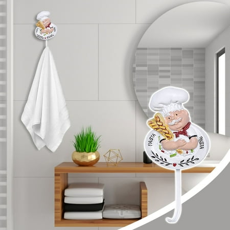 

Wall Hook Resin Chef Figurine Wall Hooks Decorative Resin Adhesive Hooks Cook Wall Mount Rack Hook Hanger For Home Kitchen