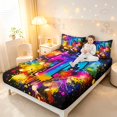 thumbnail image 3 of Manfei Graffiti Art Style Bed Sheets,Gradient Monogrammed T Full Size Sheets,Black,4pcs,1 Flat Sheet,1 Fitted Sheet and 2 Pillowcases, 3 of 6