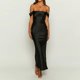 thumbnail image 5 of Gibobby Vestido largo casual de verano para mujer Sujetador sin hombros Satén Pan Nalgas Sin espalda Vestido de mujer Vestido largo Vestido de noche(Negro,G), 5 of 5