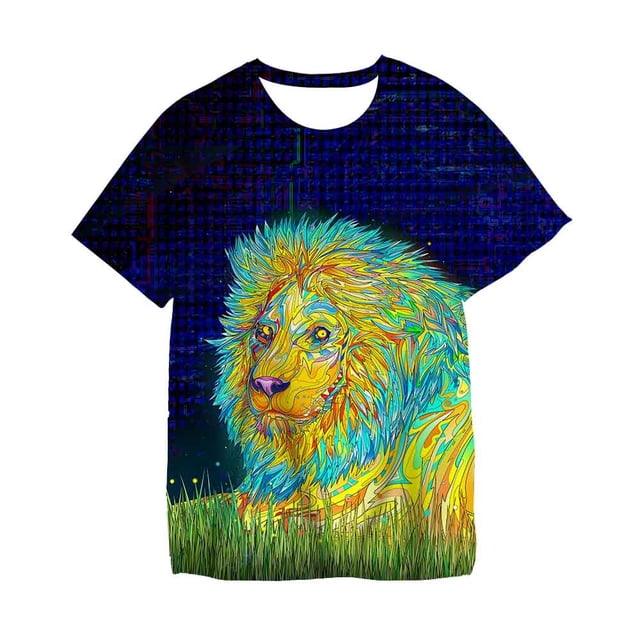 2022 Summer Animal T-shirt Lion Boys Girls 3D Print Design T Shirts Sports Fashion Men Women Clothing Sweatshirt Kids Top Tees8T Gong Bohan LED