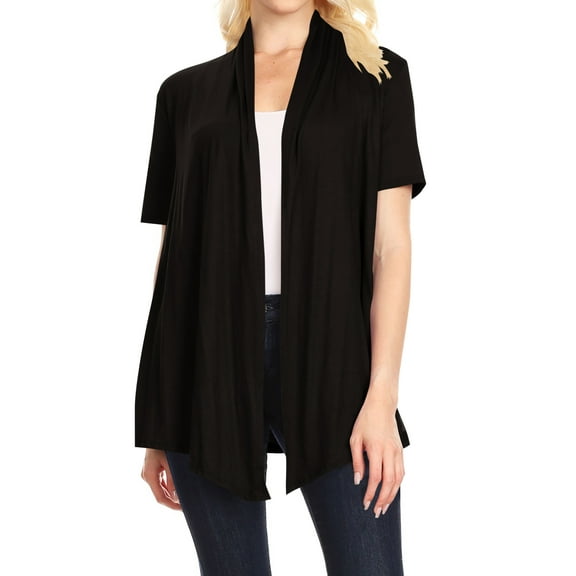 Women's Basic Short Sleeve Open Front Casual Comfy Office Work Wear Solid Cardigan