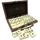 thumbnail image 1 of Juego de Dominó Jumbo Double Six Kicko 28 Piezas Gruesas en Caja de Cuero Vegano para 2 a 4 Jugadores, 1 of 6