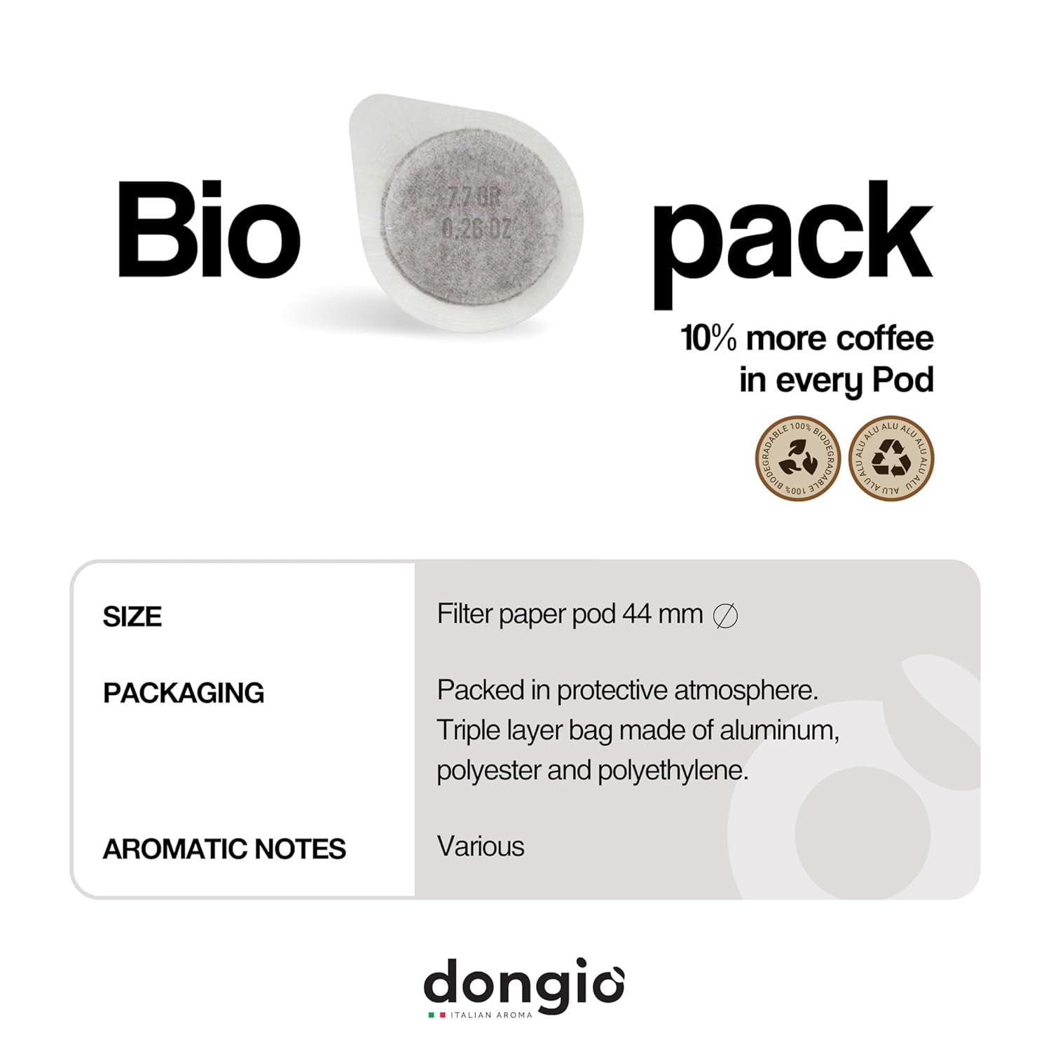 Dongio Caffe Variety Pack – ESE 44mm Espresso Pods, Assorted Italian Blends, 200 Count