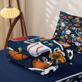thumbnail image 5 of Homewish Ball Print Initial Letter S Zipper Twin Comforter Sets with Fitted Sheet and 2 Pillowcases,Boys Ball Sport Baseball Football Pattern Zipper Bedding Set,Navy Blue Reversible,4 Pieces, 5 of 7