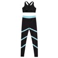 thumbnail image 4 of YEAHDOR Teens Girls 2Pcs Activewear Set Active Sleeveless Crop Top with Leggings Pants Gym Dance Suit Black&Light Blue 16, 4 of 7