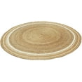 thumbnail image 4 of Ripaz Vogue Jute Rug Hand Woven Round Beige + White Border Living Room Area Rug, Farmhouse Rug (11 Feet Diameter), 4 of 5