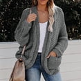 thumbnail image 5 of Ediodpoh Women Casual Solid Crochet Sweater Cardigan Loose Long Sleeve Pocket Long Coat Cardigan Sweaters for Women Dark Gray S, 5 of 7