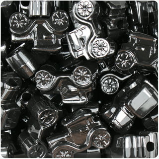 BeadTin Black Opaque 6.5mm Mini Barrel Pony Beads (1000pcs)