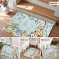 thumbnail image 6 of Rectangle Area Rug 2x3ft, Easter Egg Farmhouse Bunny Non-Slip Non-Shedding Floor Mat, Wildflower Butterfly Blue Plank Washable Sturdy Carpet for Living Room Bedroom Home Decor, 6 of 9