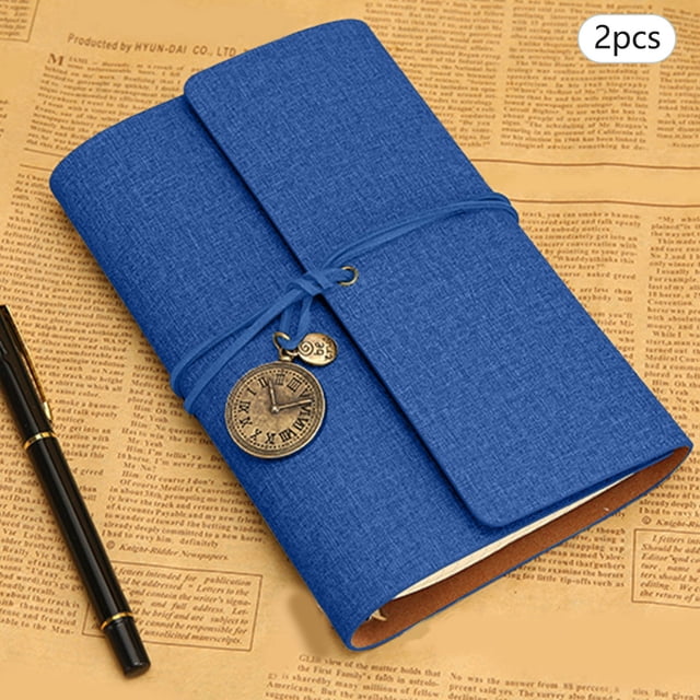 Xuewenshw 2PCS A6 Loose Leaf Vintage Style Binding Ledger Diary Notebook Notebook Leather Notepad Small Notebook Graphing Spiral