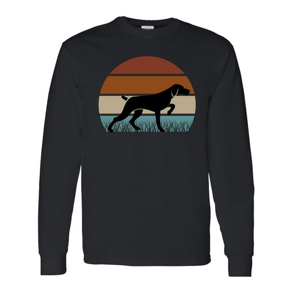 Inktastic Hunting Dog Retro Sunset Long Sleeve T-Shirt