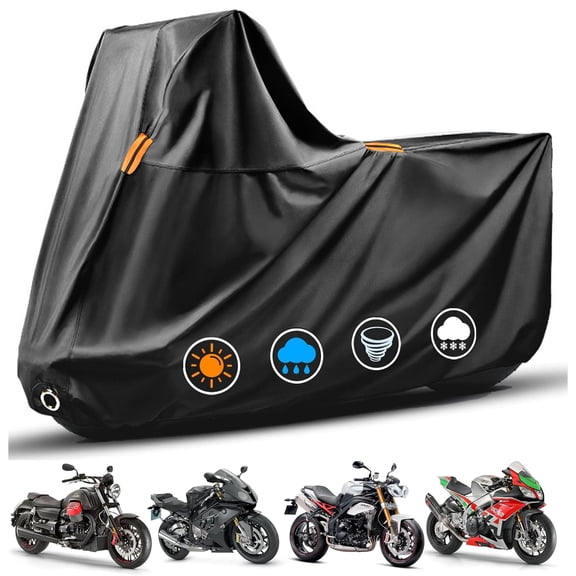 TETSELF Motorcycle Cover, 420D Heavy-Duty Travel Edition, Waterproof, Rainproof, UV-Resistant, Dimensions: 94.49 in L x 35.43 in W x 49.21 in H