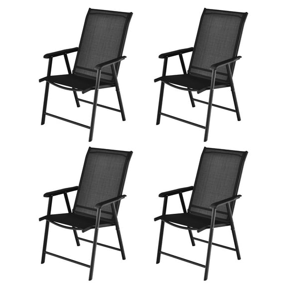 Topbuy Steel Outdoor Folding & Stacking Chairs, Black (Set of 4)