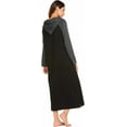 thumbnail image 5 of Oudiya Women Long Sleeve Nightgown Cotton Hooded Night Shirt Contrast Color Full Length Loungewear with Pocket, S-4XL, 5 of 7