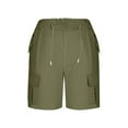 thumbnail image 5 of Chiccall Cargo Shorts for Women 2025 Summer Casual Outdoor Hiking Workout Bermuda Shorts Elastic Waist Drawstring Multi-Pocket Shorts, 5 of 7